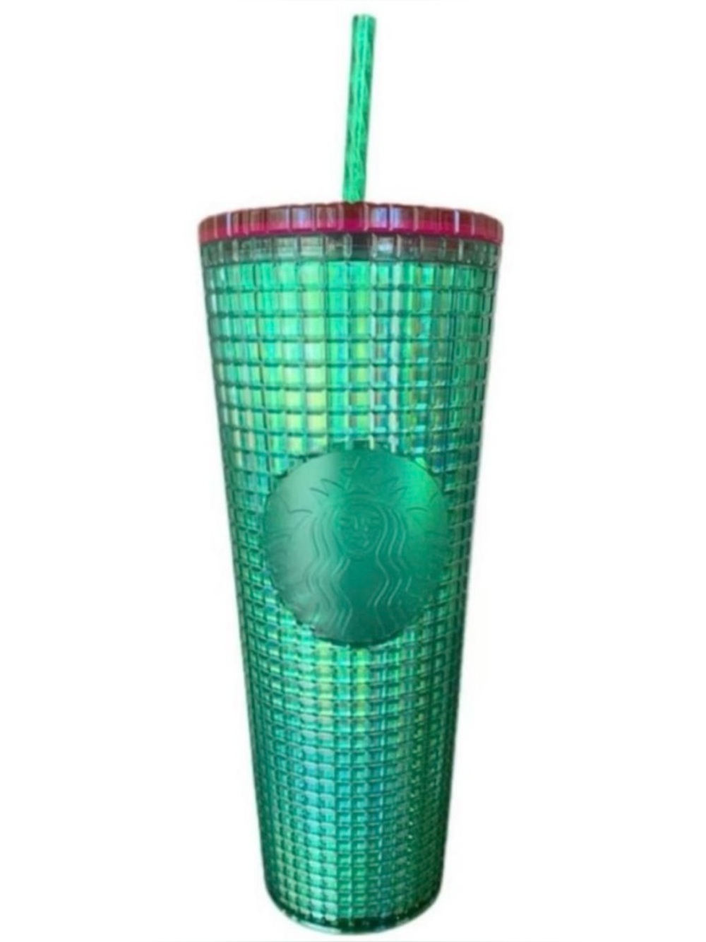 Starbucks Studded Tumbler 24oz Venti Green Pink Iridescent Cold Cup NWT